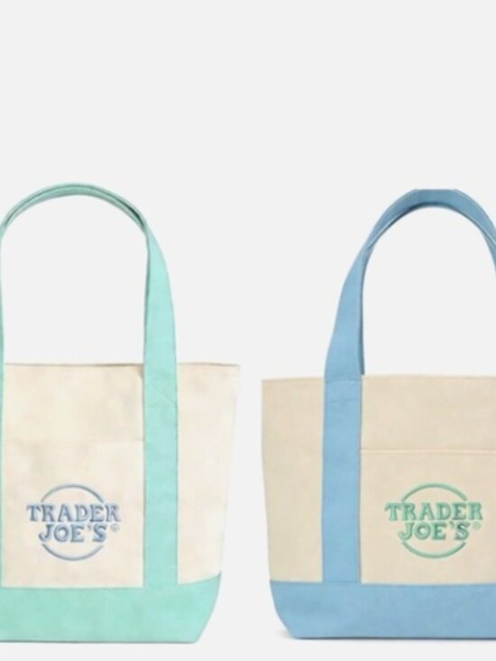 Trader Joe'S Handbags - NWT 2 Trader Joe's Pastel Blue and Green #Minitotebags #Cottoncanvas